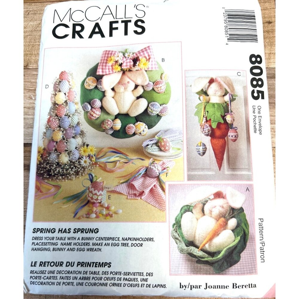 McCalls Crafts 8085 Easter Bunny Decorations Sewing Pattern